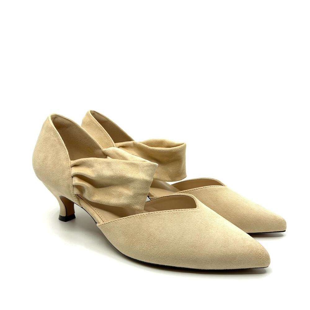 Coutgo Womens 11 Kitten Heel Pumps Pointed Toe Ankle Strap